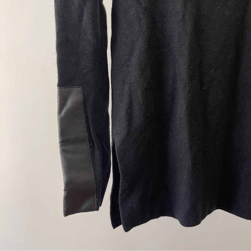 Club Monaco Black Long Sleeve Top with Leather Details Size S - Picture 2 of 5